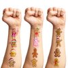 100 PCS Funny Pink Gingerbread Temporary Tattoos Sticker Birthday Gingerbread Man House Cookie Candy Christmas Party Decorations Supplies Favors Boys Girl Cute Fake Tattoo School Reward Themed Winter