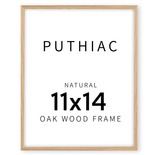 puthiac 11x14 Oak Wood Picture Frame - Minimalist 11x14 Poster Frame, 11"x14" Frame Wood, Natural Solid Wooden Picture Frames for Wall Art Photo and Prints(1 Pack, Beige)