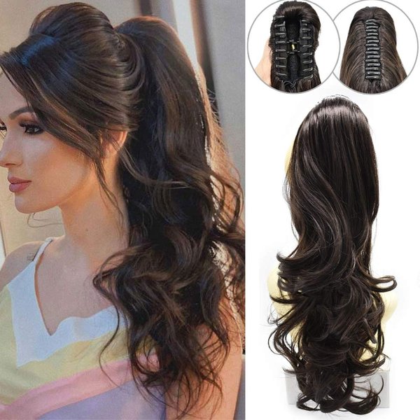 Lyrical Hair 22“ Claw Drawstring Ponytail Synthetic Hairpieces Pony Tail Extension 175g Claw Jaw Clip (4T12/26)