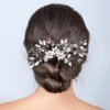 Andy's Orchids Crystal Wedding Hair Comb Pearl Flower Side Combs with Rhinestone for Brides, Bridesmaids and Women, Silver