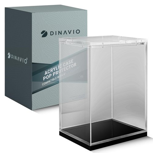 Dinavio Crafthouse Funko Pop Protector - Acrylic Funko Pop Display Case - Sturdy Stackable Design - 4mm Funko Pop Case Compatible with 4'' Vinyl Figures - Black Base