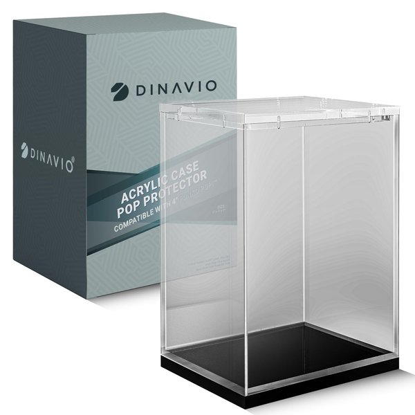 Dinavio Crafthouse Funko Pop Protector - Acrylic Funko Pop Display Case - Sturdy Stackable Design - 4mm Funko Pop Case Compatible with 4'' Vinyl Figures - Black Base
