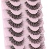 wiwoseo Eyelashes Clear Band Natural Wispy Fluffy Lashes Natural Look Russian Strip Lashes 3D Effect 16MM Cat Eye Lashes that Look Like Extensions False Lashes 10 Pairs Pack