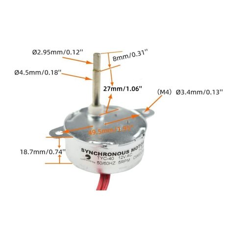 CHANCS TYC-40 AC 12V Fiber Optic Color Wheel Motor CW/CCW 35mm Shaft Synchronous Motor TYZ42 Electric Motor Replacement for Fiber Optic Light Christmas Ornamen
