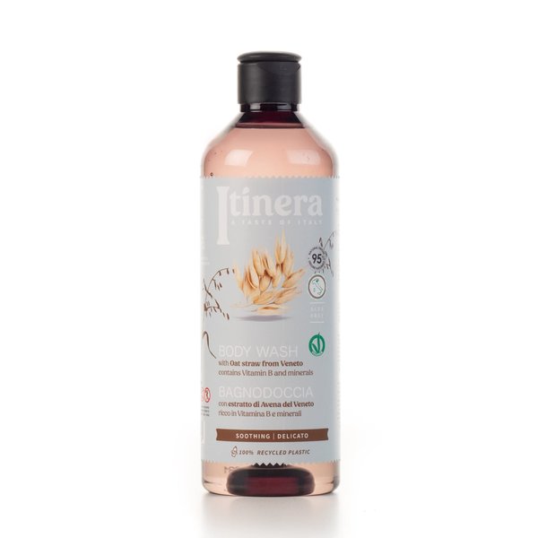 Itinera Soothing Body Wash with oat straw from Veneto (12.51 fl oz) - with Aloe vera and Glycerine - Vegan Friendly - 95% Natural Origin Ingredients