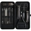 ASH ISLAND Nail Clippers Set - Gray Stainless 12 in 1 For Men And Women Manicure Pedicure Travel Kit Luxury Nail File Sharp Nail Scissors Fingernails Toenails with Portable Stylish Case