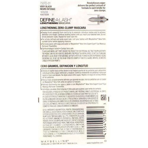 Maybelline Define-A-Lash Mascara, Very Black [801], 0.22 oz (Pack of 9)