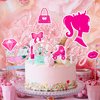 Hot Pink Girl Birthday Cake Topper Hot Pink Princess Happy Birthday Cake Topper Pink Birthday Party Decoration for Girls Women Bridal Shower Bachelorette Party Supplies