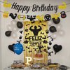 Gym Happy Birthday Banner Glitter Black and Gold Fitness Themed Birthday Banner for Men, Fitness Theme Birthday Decorations Weight Lifting Party Supplies