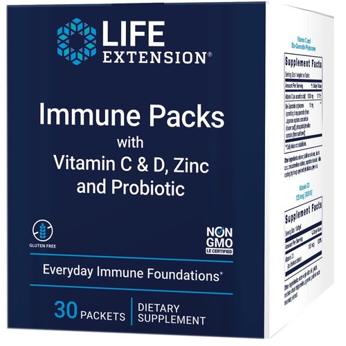 Life Extension - Immune Packs with Vitamin C & D, Zinc and Probiotic (30 Packs)