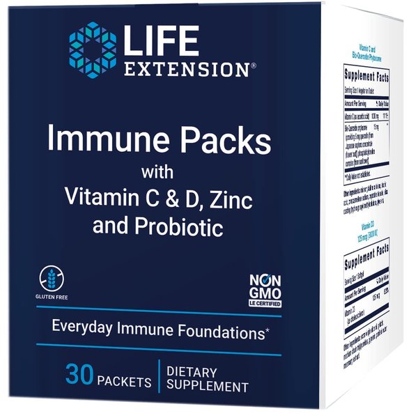 Life Extension - Immune Packs with Vitamin C & D, Zinc and Probiotic (30 Packs)