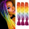 FAELBATY Synthetic Braiding Hair Extensions Rainbow Jumbo Braid for Twist Braiding Hair Extensions 24inch 3Pcs/Lot(Rainbow color)