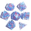 DND Dice Sharp Edge Dice Polyhedral Dice Mini Planet Dice Dungeons and Dragons Dice Handmade Dice Set PEACHY GALAXY (FUJI LAKES)
