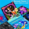 JUNQIU Scratch Art for Kids, Mermaid Black Rainbow Scratch Art Paper Set-Arts and Crafts Kits & Supplies, Mermaid Toys Gifts for Toddlers Girls Birthday Christmas