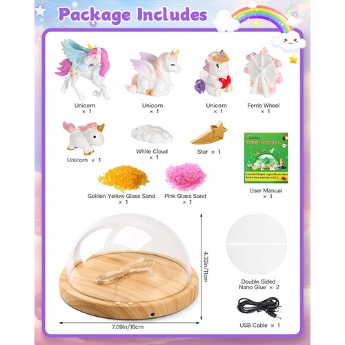 Unicorn Toys for Girls , Make Your Own Unicorn Night Light with Music,Arts and Crafts for Kids,Gifts for 3-8 Year Old Girls,4 5 6 7 8 9 10 Year Old Girl Birthday Gifts,Ideal Christmas Gifts Best Toy
