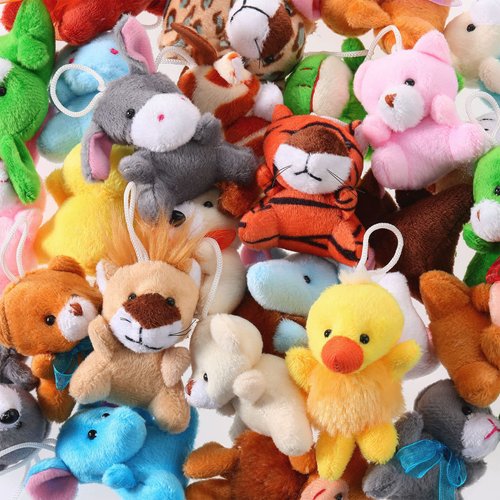 Skylety 60 Pack Mini Plush Animals for Christmas 30 Styles Bulk Mini Stuffed Animals Plush Toy Small Stuffed Keychain Cute Assortment for Carnival Prizes, Party Favor, Kindergarten Goodie Bag Fillers