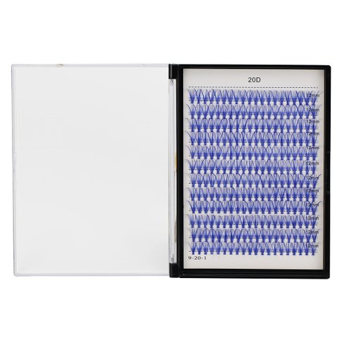 Bodermincer D Curl 240pcs 20D Red Color/Blue Color/Black Color/Brown Color/Purple Color Lashes Cluster Eyelashes False Eyelashes Eyelash Extension (12mm, Blue)