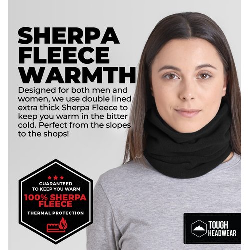 Tough Headwear Neck Warmer - Fleece Neck Gaiter, Winter Face Cover & Ski Scarf - Neck Cover for Men & Women for Cold Weather