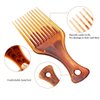 LiaSun 2 Pack Hair Pick Comb Amber Smooth Afro Comb Lift Detangle Hair Comb Hair Styling Tools for Curly, Thick, Medium, Long Hair, Facial Hair (Amber)