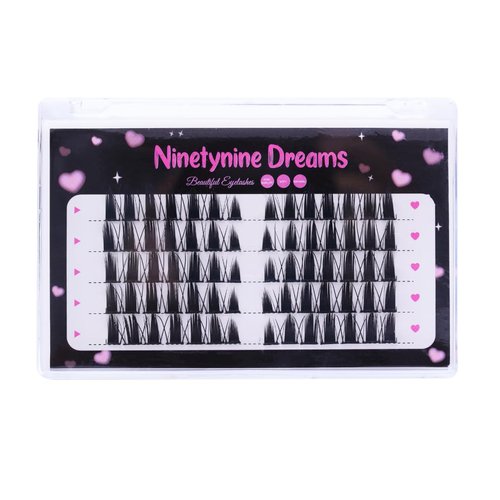 Ninetynine Dreams 70PCS Bunny Ear Lashes (10-14mm) C+ Curl Individual False Eyelash Extension Thin Band Reusable Manhua Manga Anime Volume Lashes Clusters