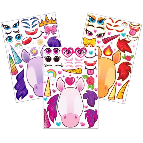 JOYIN 36 PCS 9.8”x6.7" Make-a-face Sticker Sheets Make Your Own Unicorn Fantasy Animal Mix and Match Sticker Sheets with Fantasy Unicorn Animals Kids Party Favor Supplies Craft