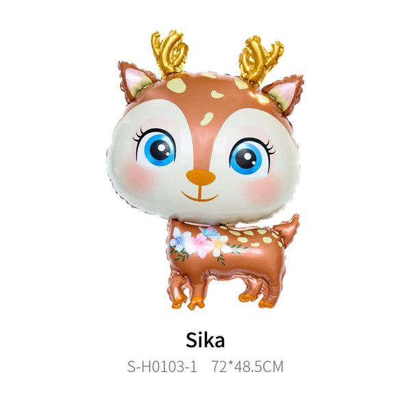 2pcs 26inch Brown Sika deer foil balloons.Jungle Safari Birthday Party Decorations.Safari animal balloons for Safari jungle wild one zoo birthday party decorations
