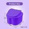 Denture Soaking Cup Dental Retainer Case Cleaning with Strainer Basket, Orthodontic Bath Box Mouthguard Storage Holder - Leak Proof and Lid Waterproof - Purple
