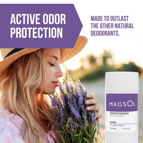 MAGSOL Aluminum Free Deodorant for Women and Men - Natural Deodorant with 4 Total Ingredients, No Baking Soda (Lavender)