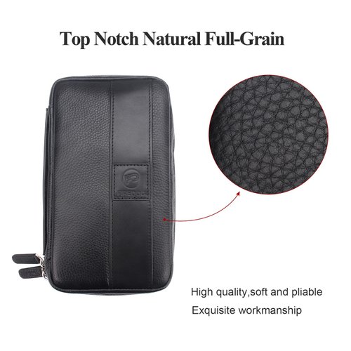 FIREDOG Cigar Pouch, Genuine Leather Travel Portable Cigar Case Box for Father's Day, Men, Husband (Holds 5-6 Cigars,Black)
