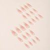 RUOKEXIN Almond Press on Nails Long Stiletto Fake Nails Pink Ombre Acrylic False Nails with Designs Gold Star Glossy Artificial Nails Summer Nail Press ons Natural Cute Stick on Nails for Women 24Pcs