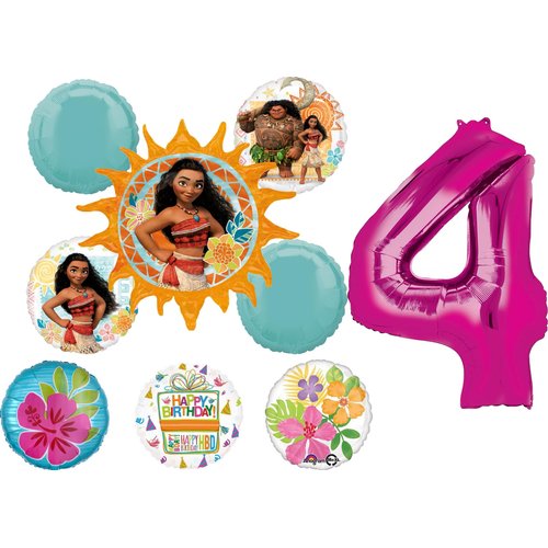 Anagram Moana 4th Birthday Party Supplies Foil Balloon Bouquet Decorations