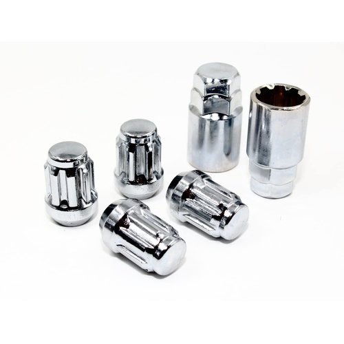 Set of 4 12x1.5 Veritek Chrome Acorn Bulge Tuner Wheel Locks w/ 2 Keys for Toyota Scion Hyundai Kia Mazda Conical Type Wheels VPE-40700SCH2