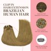 GOO GOO Clip in Hair Extensions Real Human Hair, 16inch 120g 7Pcs, 8C Ash Brown, Remy Human Hair Extensions Clip ins for Women, Natural Human Hair