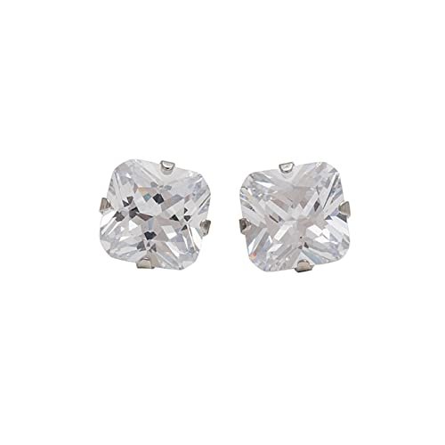 Sensitive stainless tiffany 8 X 8 c/z princess cut cartilage earring stud hypoallergenic surgical steel baby earrings for women