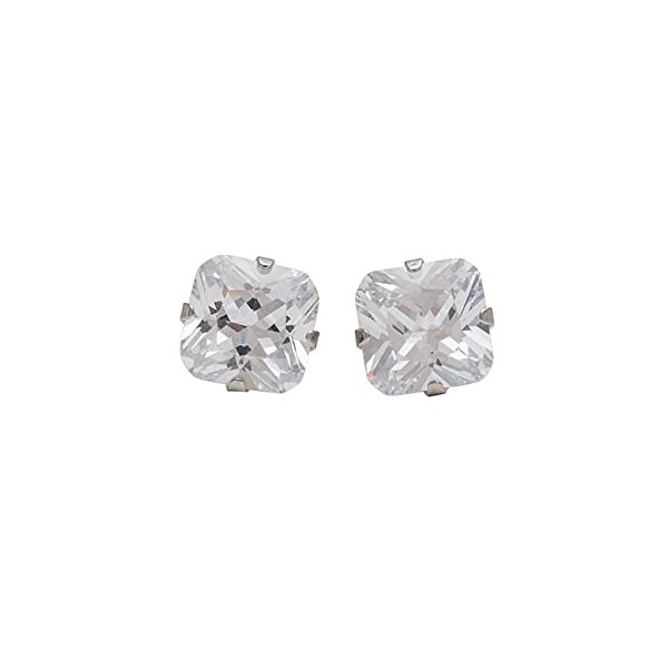 Sensitive stainless tiffany 8 X 8 c/z princess cut cartilage earring stud hypoallergenic surgical steel baby earrings for women