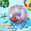 Lewtemi 12 Pcs 24 Inch 16 Inch Inflatable Glitter Beach Balls Clear Confetti Swimming Balls Jumbo Pool Balls for Outdoor(Rose Gold)