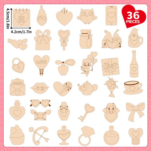 36 Valentines Day Craft Wooden Magnets DIY Valentines crafts for Kids Valentines Arts Crafts for Boys Girls Birthday Party Favors Classroom Exchange Gift Ages 8+ Painting Craft Activities Craft Toys