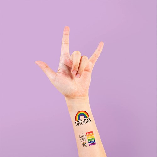 204PCS Pride Day Rainbow Tattoos – Love Gay LGBT Flag Stickers Parades Party Favors Supplies Decorations