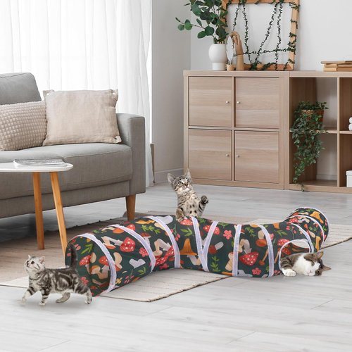 Glittme Cat Tunnel, Cat Tunnels for Indoor Cats, S-Shape Peekaboo Cat Cave with Cat Toys, Foldable Cat Tubes and Tunnels for Cats, Rabbit, Puppy, Guinea Pig