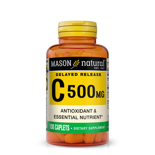 MASON NATURAL Vitamin C 500 mg Delayed Release - Formula for All Day Antioxidant Protection, Promotes Healthy Immune System and Cell Support, 100 Caplets