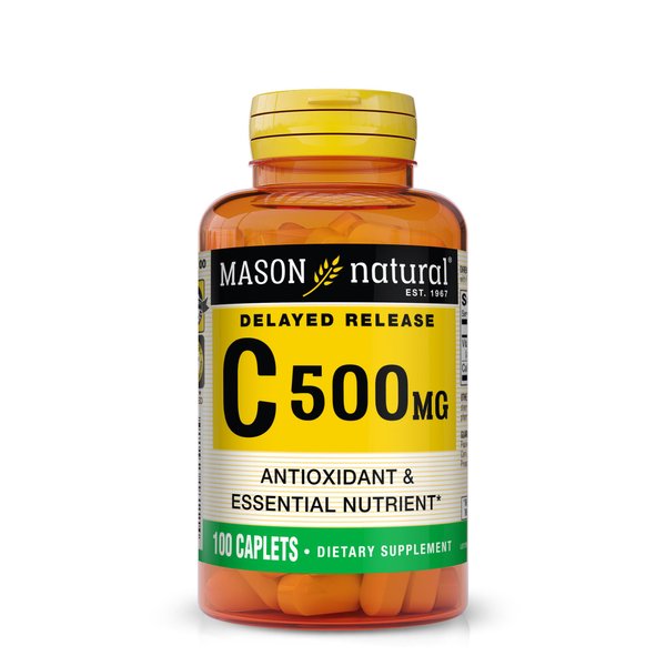 MASON NATURAL Vitamin C 500 mg Delayed Release - Formula for All Day Antioxidant Protection, Promotes Healthy Immune System and Cell Support, 100 Caplets