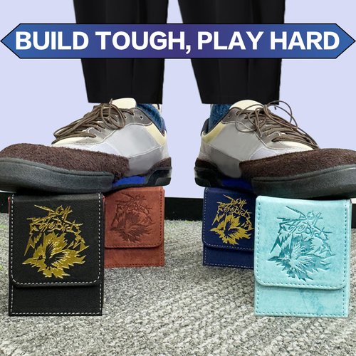 PROMAXIBINDER MTG Deck Box Commander BTB, Fits 100 Single Sleeved Cards, 2 Dividers, Strong Magnet Magic the Gathering Deck Box, PU Leather Trading Card Storage Box for TCG, CCG, MTG Cards-Black Navy