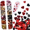 12 Grids 3D Heart Nail Art Stickers Holographic Laser Heart Nail Glitter Sequins Love Nail Decals Valentine's Day Nail Glitter Flakes Gold Red Black Silver Heart Glitter for Nail Art Decoration