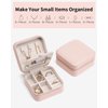 Vlando Small Travel Jewelry Box Organizer -Jewelry Display Case for Girls Women Bridesmaid Gift Rings Earrings Necklaces Storage with Mirror Pink