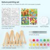 Arteza Kids Nature Painting Kit, 4 Canvases 3 x 3 Inches, 4 Easels, 12 Acrylic Paints, 2 Paint Brushes, 1 Palette, Kids Activities for Ages 6 and Up