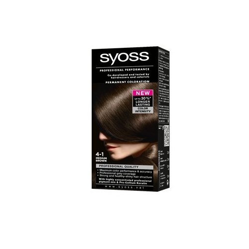 Schwarzkopf Syoss Permanent Hair Color 4-1 Medium Brown 115 ML