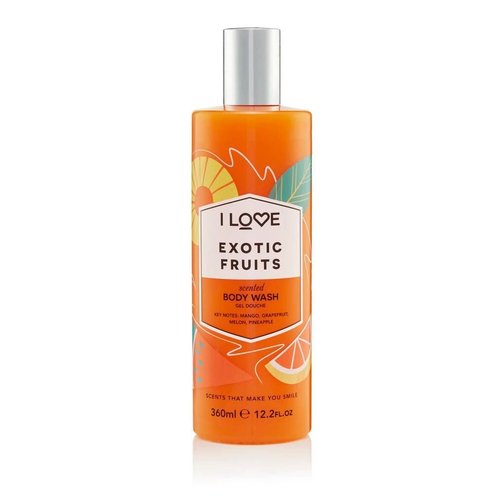 I Love Exotic Fruit Scented Body Wash - Moisturizing Body Wash and Foaming Bubble Bath - Mango, Grapefruit, and Melon Fragrance - 12.7 oz