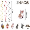 24PCS Hanging Swirl Pet Cat Birthday Party Decorations for Boys Kids Theme Birthday Party Supplies Cat Hanging Spiral Cat Decor (Pet Cat)