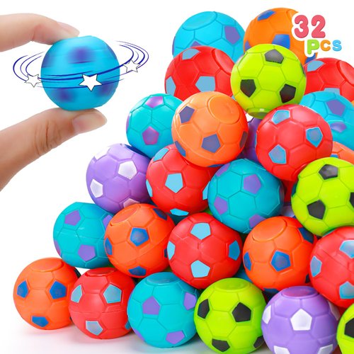 32PCS Fidget Spinner Soccer Balls Sports Birthday Party Favors Bulk for Kids 4-8 8-12 Christmas G...
