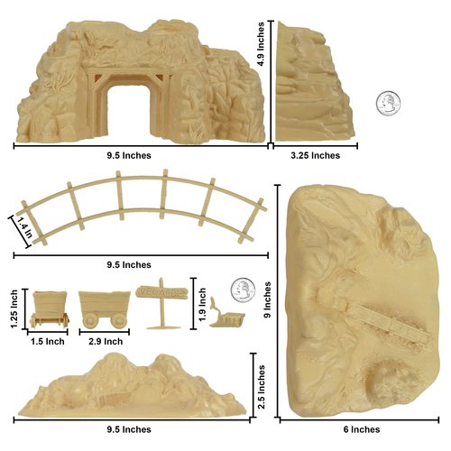 BMC Classic Marx Western Gold Mine Plastic Cowboys Army Men Playset Accessories